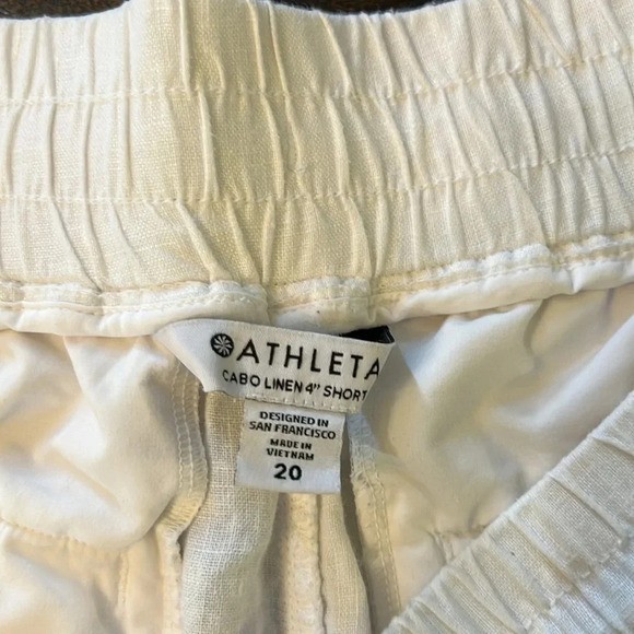 Athleta Cabo White Linen Shorts Women’s Size 20 Relaxed Fit Summer Casual - Picture 6 of 8